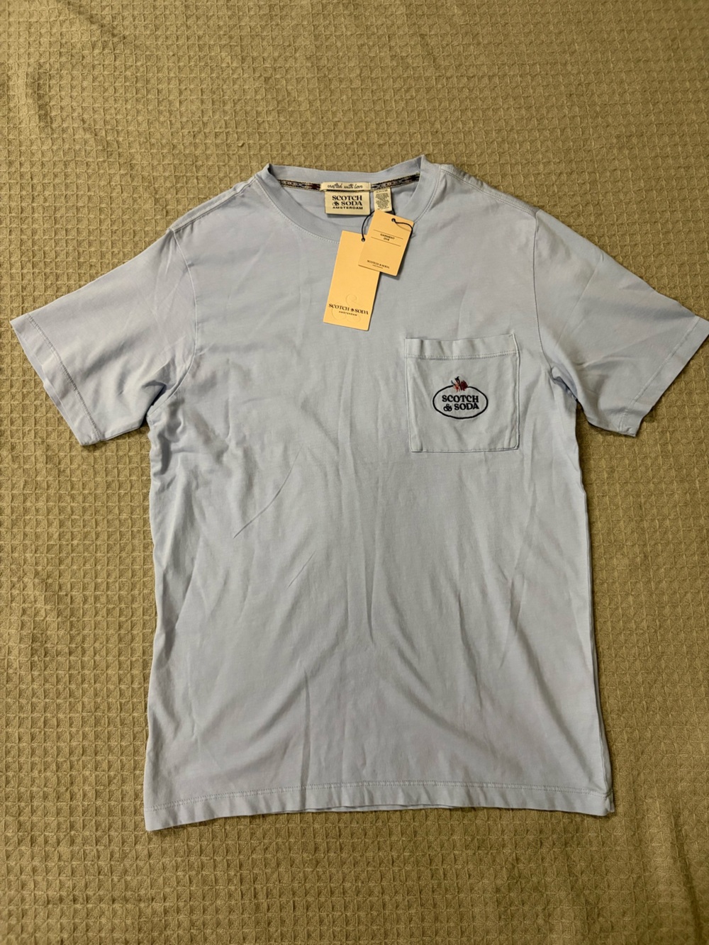 Scotch & Soda Pale Blue Pocket Tee with Embroidered Logo